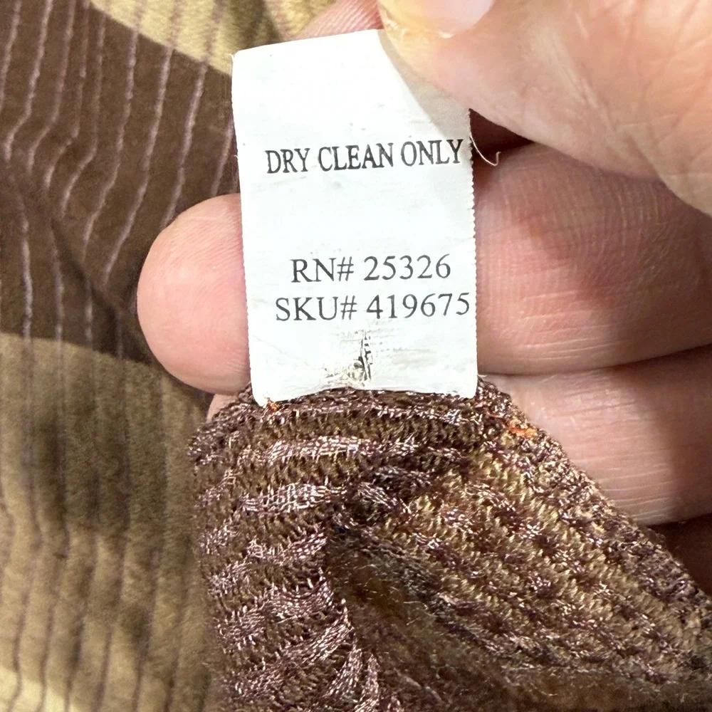 World Market Scarf Womens OS Brown Tan Striped Silk Blend Fringe 419675‎